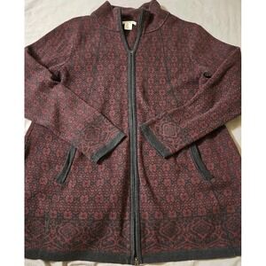 Artisan NY Womens Long Full Double Zipper Long Purple Gray Cardigan Size  XL